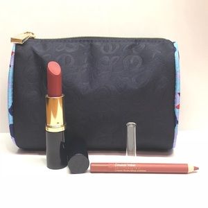 Estée Lauder 3 Piece Set Lipstick Lip Liner & Bag